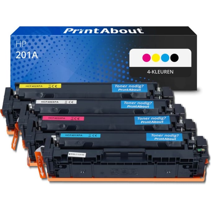 PrintAbout huismerk Toner 201A (CF400A) 4-kleuren Multipack Geschikt voor HP