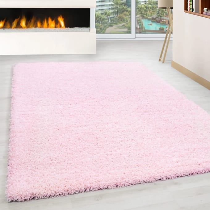 Muratap Basic shaggy vloerkleed roze hoogpolig- 300x400 cm