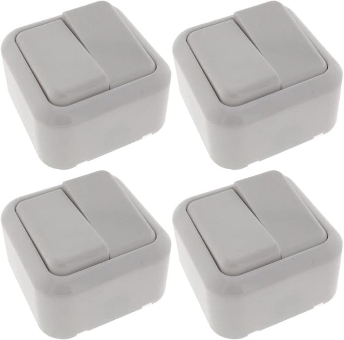 Benson Wandcontactdoos met wisselschakelaar - 4x - opbouw - wit - 61 x 61 x 35 mm - WCD
