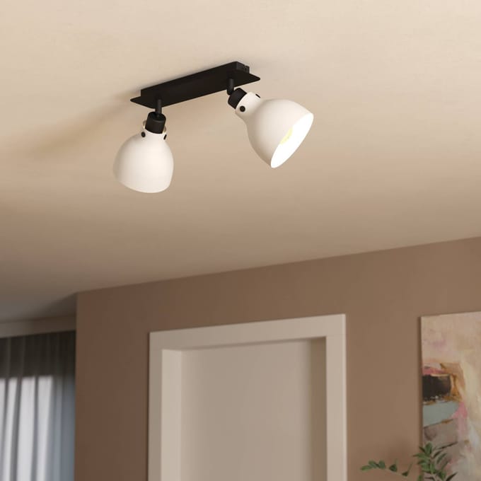 EGLO Matlock plafondspot, lengte 52 cm, grijs/zwart, 2-lamps.