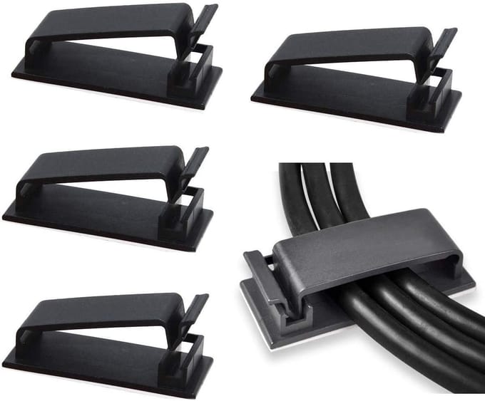 Zelfklevende kabelhouder voor meerdere kabels 10-pack Zwart