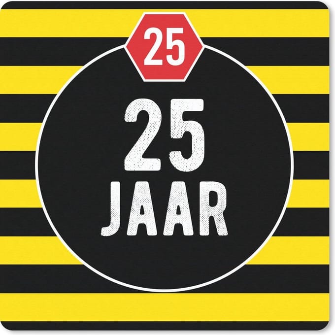 Muismat 20x20 cm - Mousepad Jubileum - 25 Jaar - Versiering - Muismatten