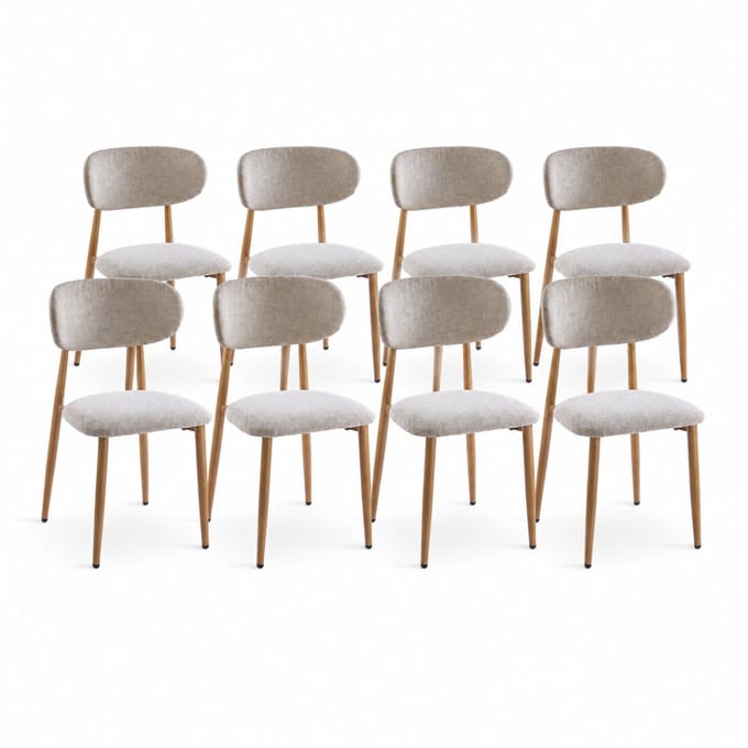 DS4U® - Sumi eetkamerstoel - Set van 8 - Frame naturel - Houtlook frame