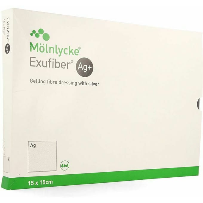 Exufiber Ag Gel.fibre Dressing Ster 15 X 15cm 10