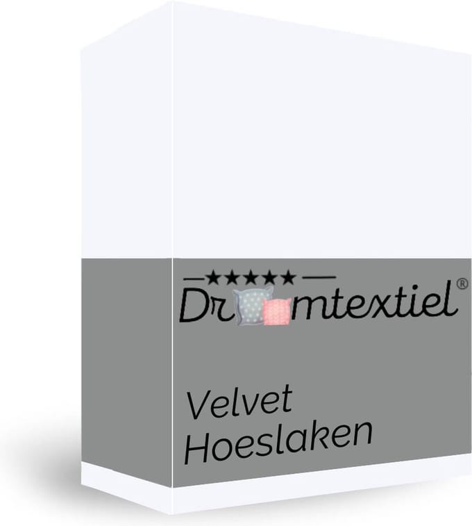 Droomtextiel Velours Hoeslaken Wit - 180x200 cm