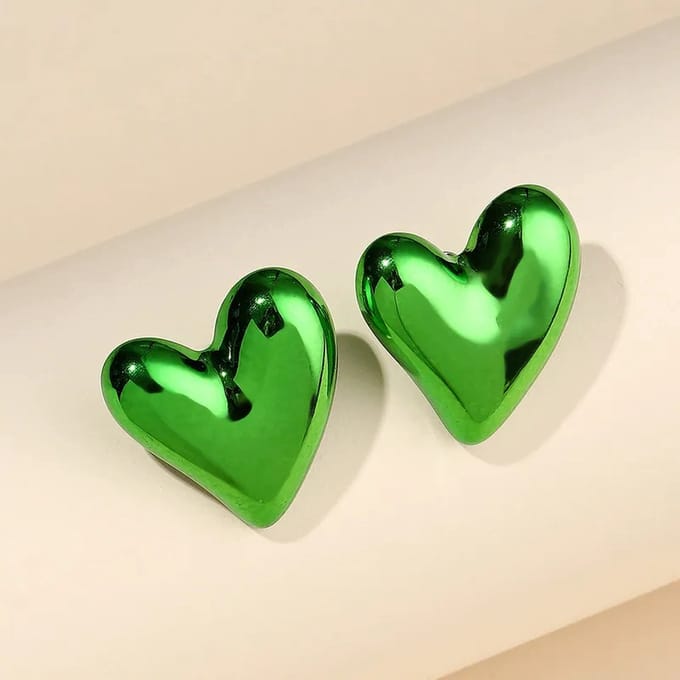 JewelGalerie-Oorbellen-Studs-Hart-Groen