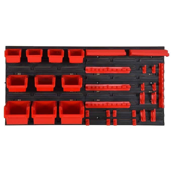 vidaXL - 35-delige - Sorteersysteemset - 77x39 - cm - polypropeen - rood - en - zwart