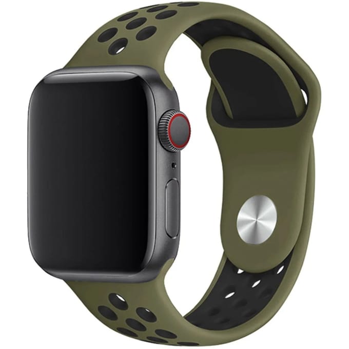 2+2 | Apple Watch Bandje - Dubbel - Siliconen - Olijf Zwart
