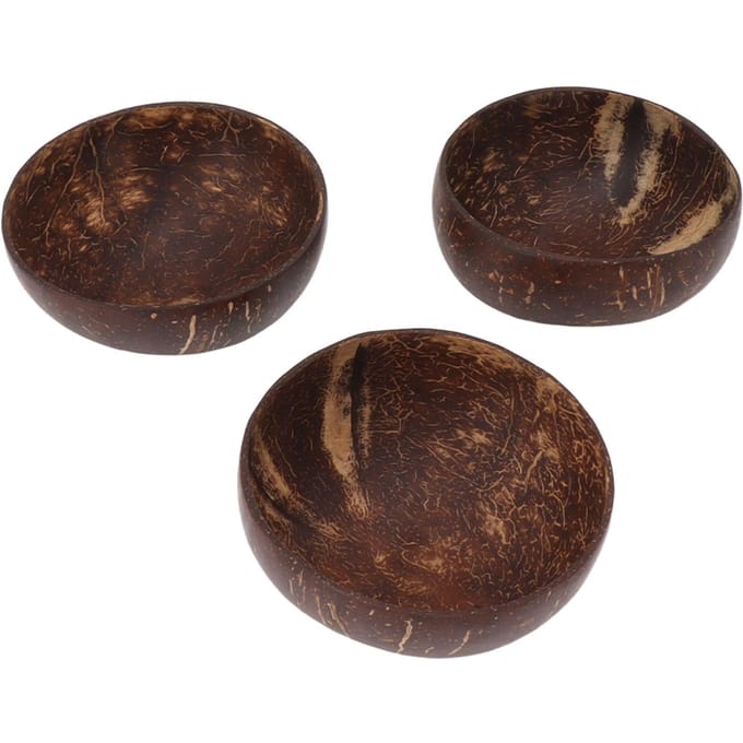 Kokosnoot Kom Set Lekvrij Herbruikbaar Handgepolijste Kokosnootschaal Kommen voor Rijst Dessert Salade L black