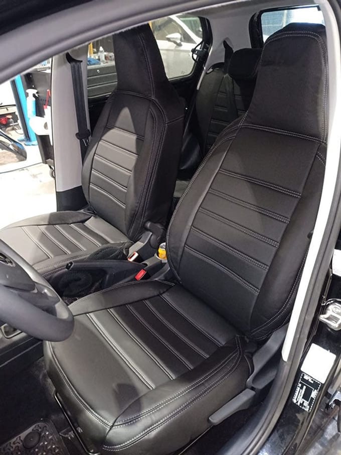 Pasvorm stoelhoezen Seat Mii 2012-heden - Kunstleer zwart