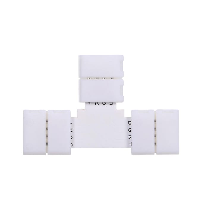 T-vormige 4-pins RGB LED-stripconnector Snelle splitter 10-pack Wit wit