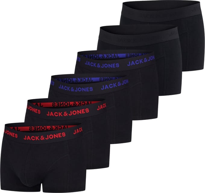 Jack & Jones Heren Boxershorts 6 Pack Basic Trunks Veelkleurig M Katoenen Ondergoed Onderbroeken