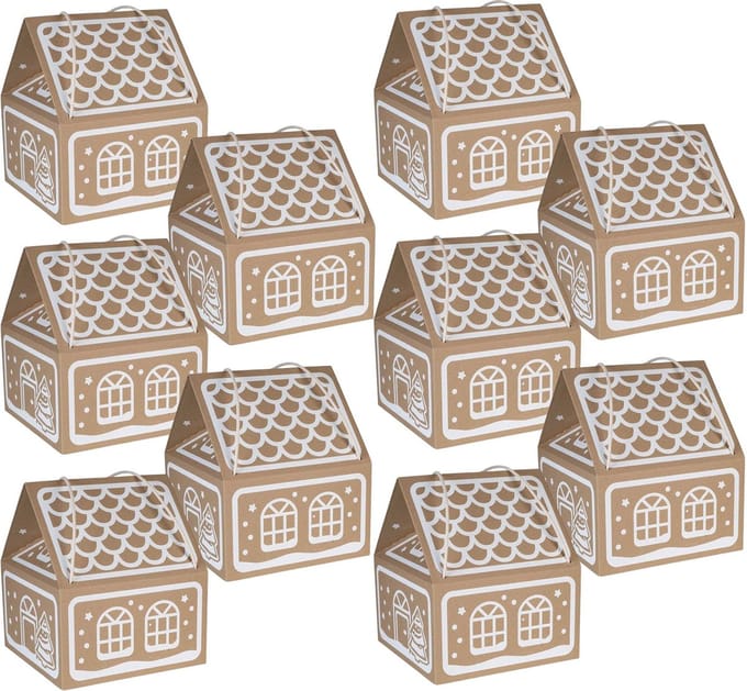 Kerstcadeauverpakking, huis met witte opdruk 30x30x35 cm
