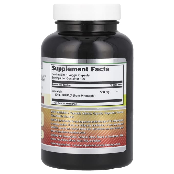 Bromelaïne, 500 mg, 120 plantaardige capsules
