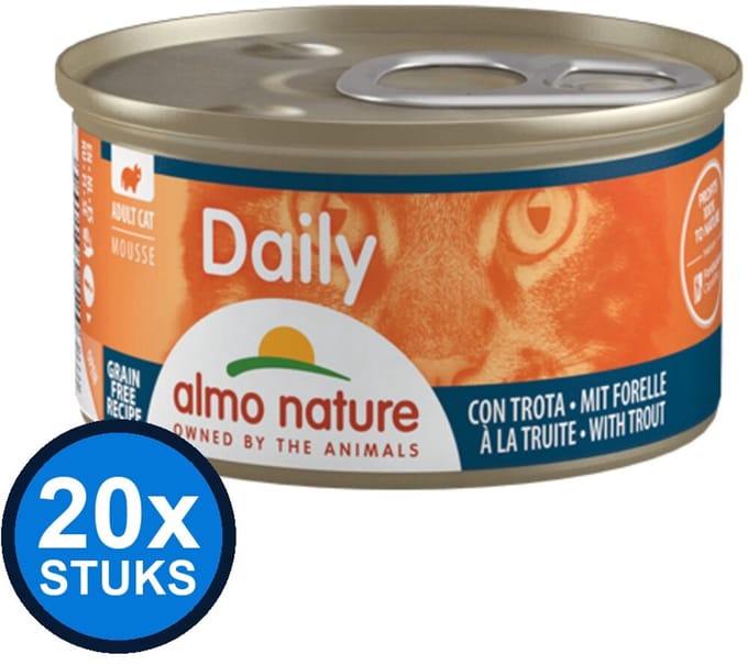 20x Almo Nature Daily - Kattenvoer Natvoer Blik - Mousse - Forel - 85g