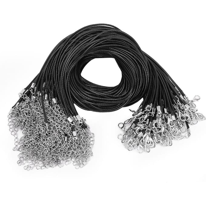 100 stuks Karabijnsluiting Wax Koord Gewaxt Draad Leren Koord Ketting DIY Sieraden Accessoire black