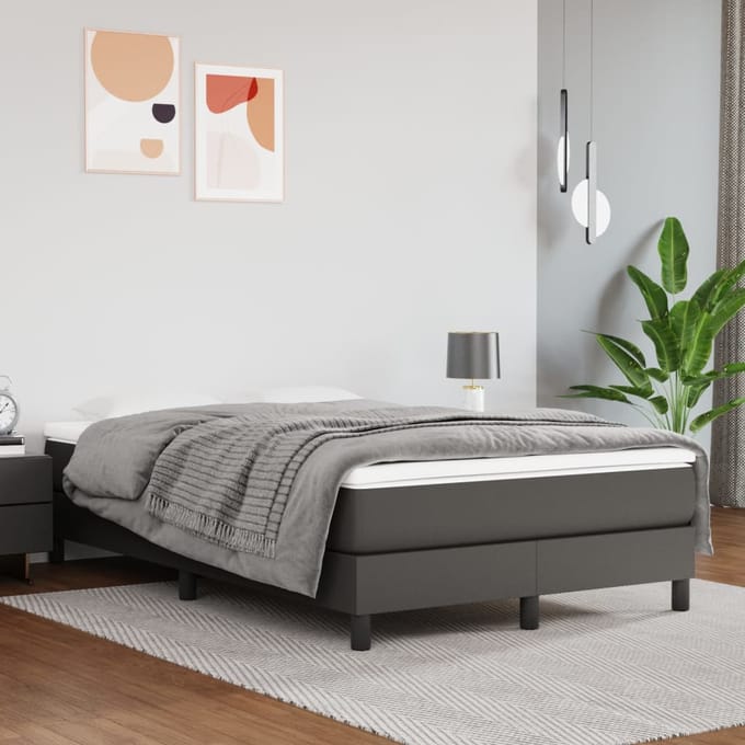vidaXL - Boxspring - bed - kunstleer - grijs - 120x200 - cm