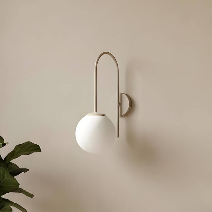 Luminex Wandlamp Cambridge, beige, hoogte 34 cm, metaal/glas, E14