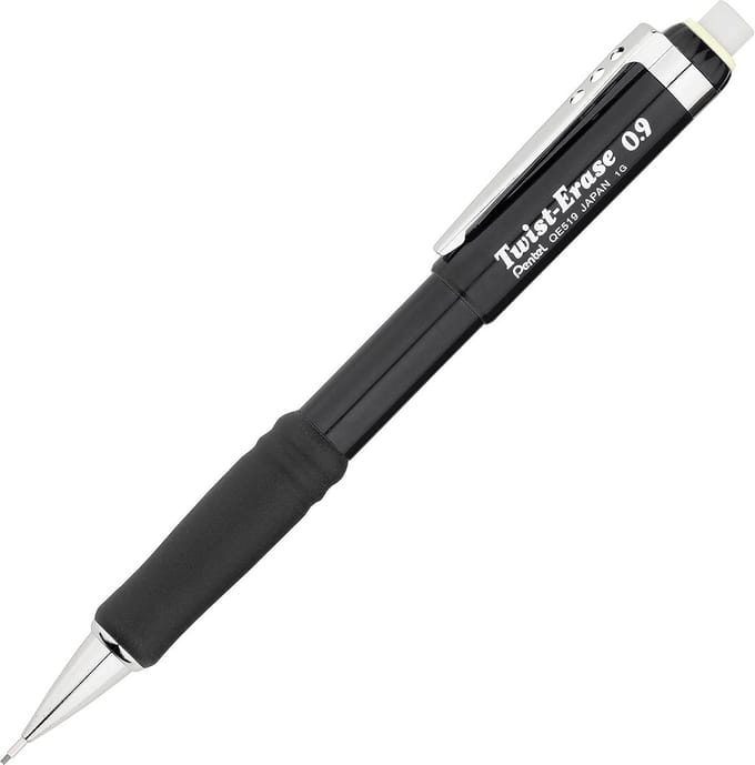 Vulpotlood - Schrijfpotlood - Tekenen en schrijven - Grote uitwisbare gum - 0.9 mm - Zwart