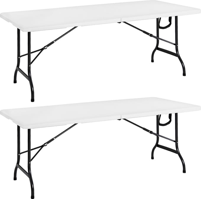 Casaria Tuintafel – Set van 2 183x76cm Klapbaar Draaggreep - Wit