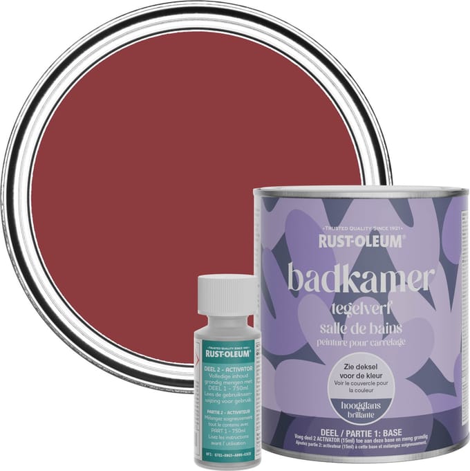 Rust-Oleum Rood Badkamer Tegelverf Hoogglans - Imperium Rood 750ml