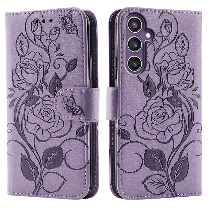 Comfycase Samsung Galaxy A27 Roses Bookcase Hoesje Paars