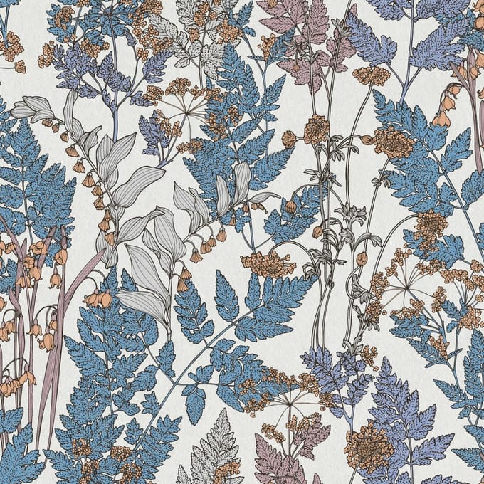 BLOEMEN EN BLADEREN BEHANG | Botanisch - meerkleurig creme - "Architects Paper" A.S. Création Floral Impression