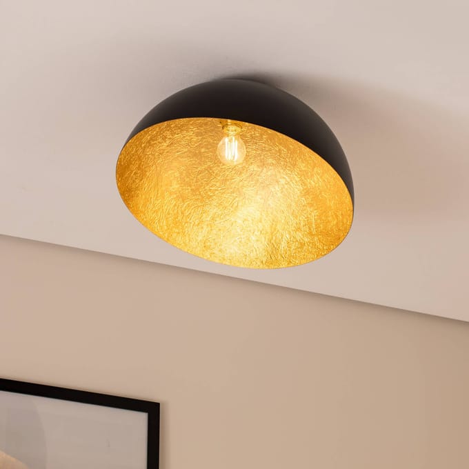 SIGMA Plafondlamp Sfera, Ø 50 cm, zwart/goud