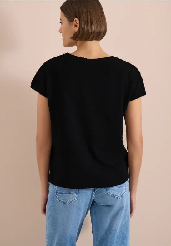 Shirt met boothals in ajour-look