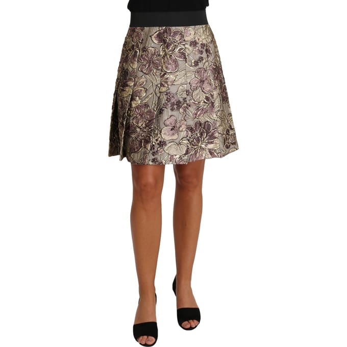 Dolce & Gabbana A-Lijn Mini Floral Print Jaquard Rok