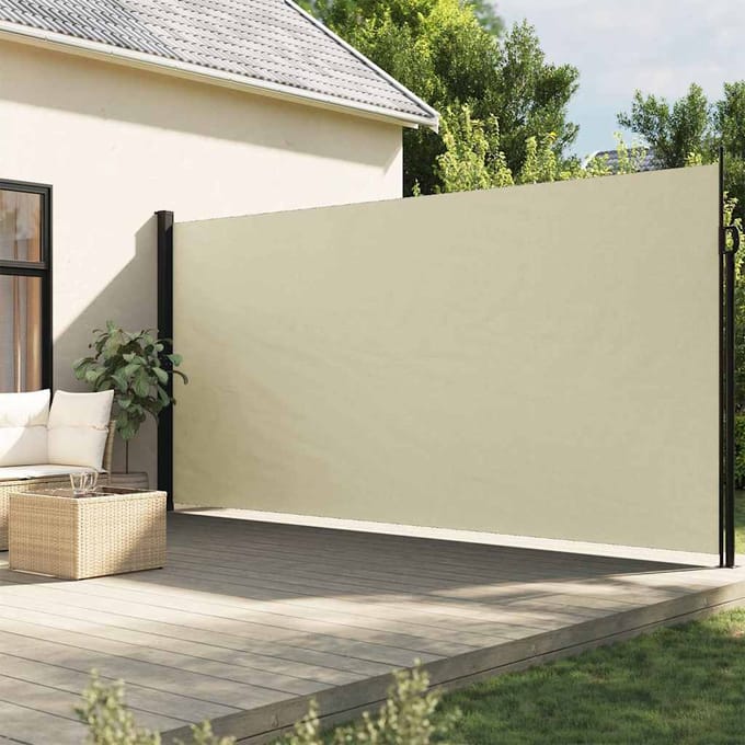 vidaXL - Windscherm - uittrekbaar - 220x500 - cm - crèmekleurig