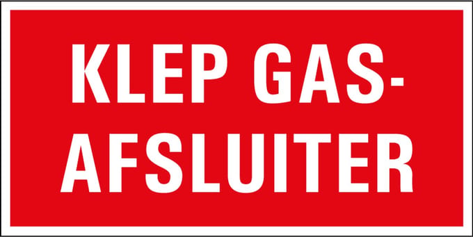 Klep gasafsluiter sticker 150 x 75 mm