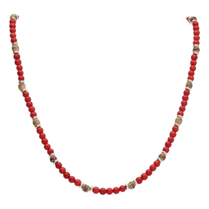 Bela Donaco - Ketting Classic B4 – Rode Parelmoer – Sterling Zilver