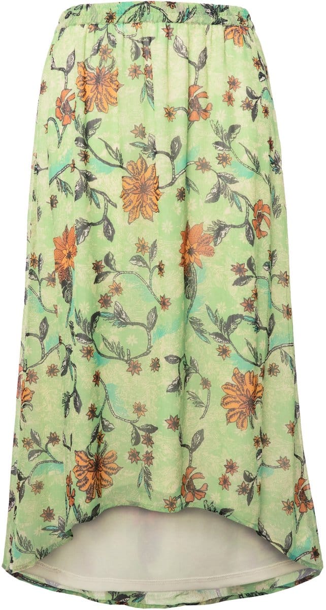Studio Untold - Dames - Midirok A-lijn chiffon bloemenprint - Lichte munt - Maat 54+