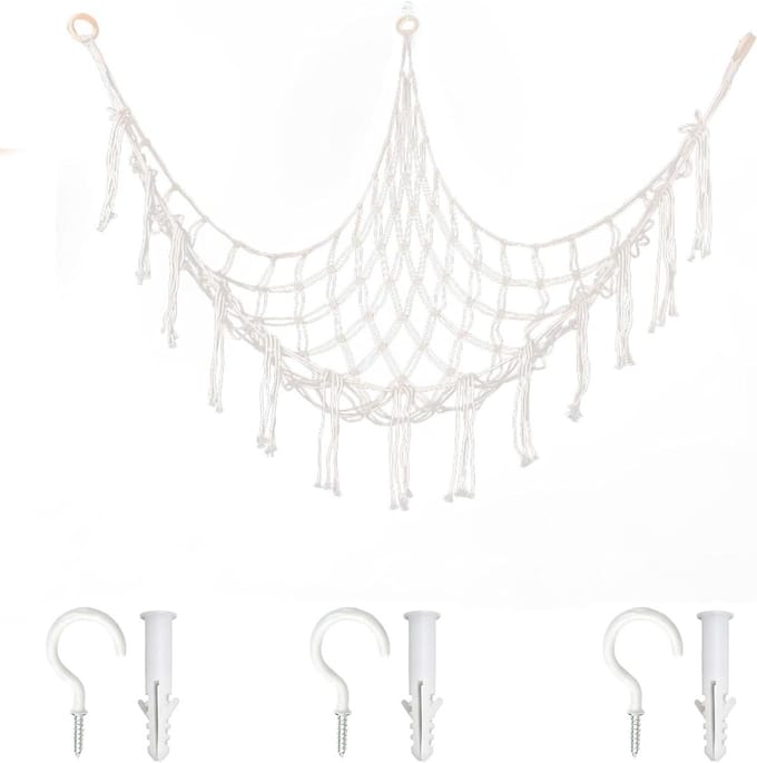 Allecta - Grote Hangmat Organizer Net voor Speelgoedopslag met 3 Haken - Wit