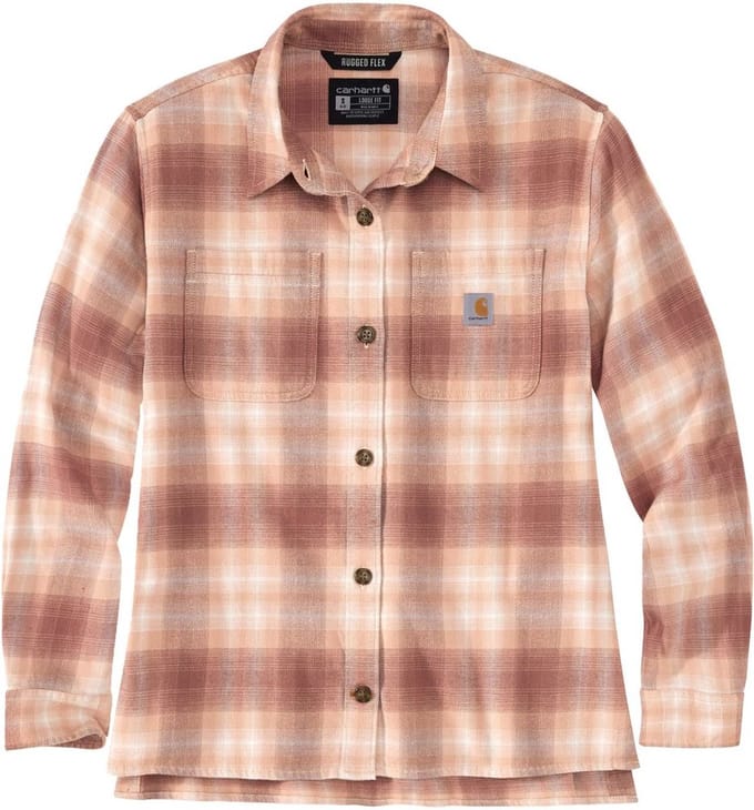 Carhartt Damesoverhemd, middelzware flanel, lange mouwen, geruit, Stucco