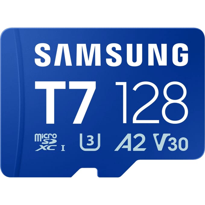 Samsung T7 microSDXC-kaart Retail 128 GB UHS-I U3, A2 Application Performance Class, Class 10, v30 Video Speed Class