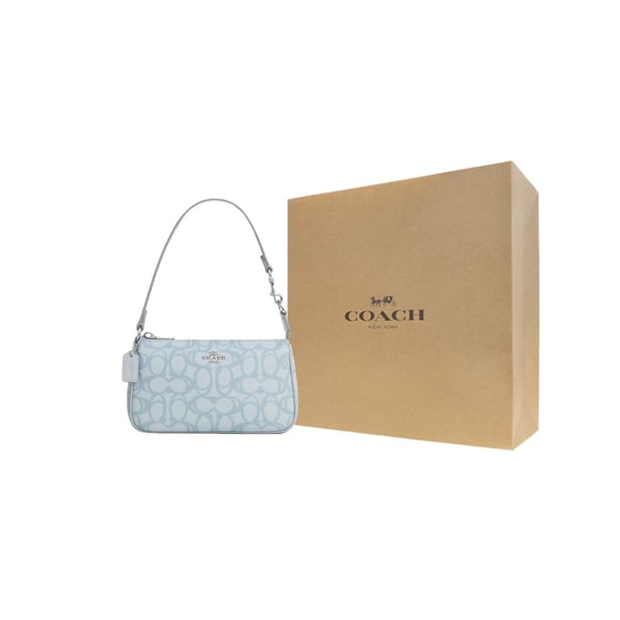 Coach Nolita 19 Metallic Logo Mahjong Tas Dames Schoudertas IJzig Blauw CBM72-SVNB9 Gift Box Sets (Basic Set+Black Box) white