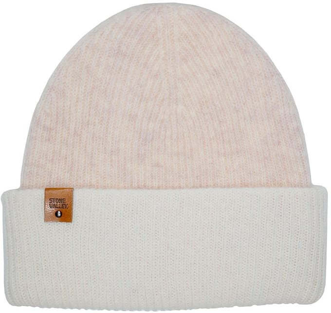 Stone Valley Beige Wol Muts met Creme Witte Manchet