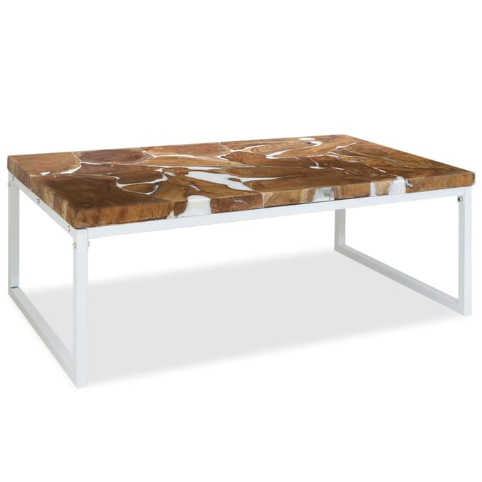 vidaXL - Salontafel - 110x60x40 - cm - teakhout - en - hars