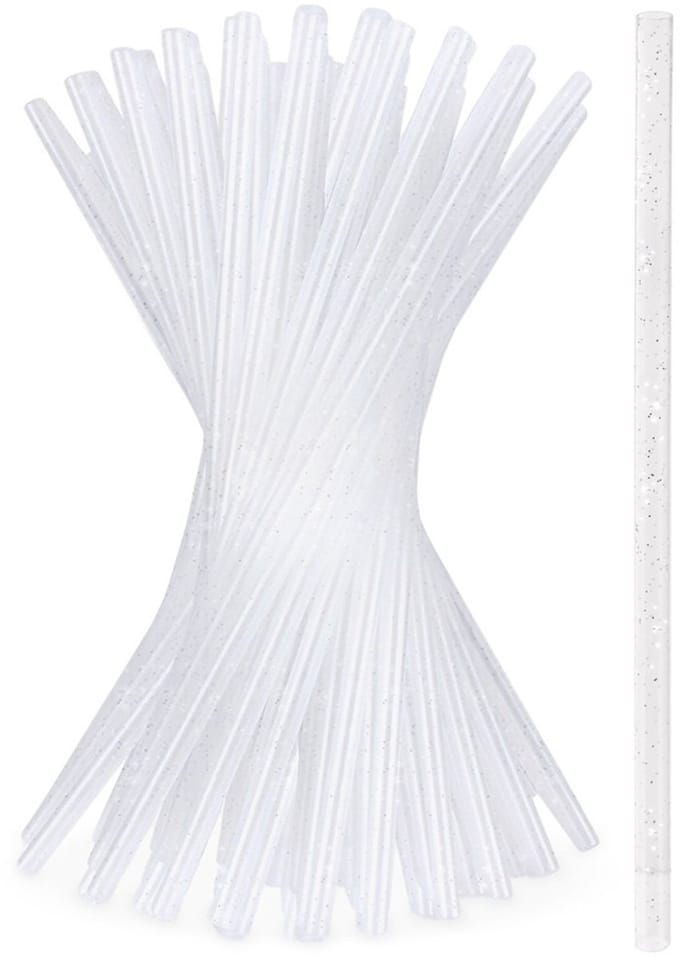 Orion - Drinkrietjes - 22cm - Transparant met Glitters - Herbruikbaar