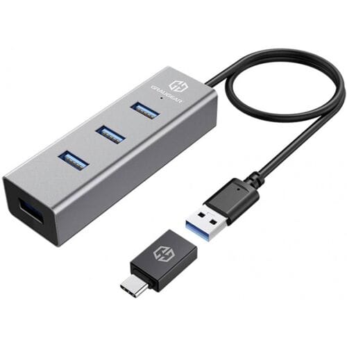 GrauGear G-HUB4-AC G-HUB4-AC USB-hub 4 poorten USB-A USB 3.0 5 GBit/s Met USB-C stekker Meerdere kleuren