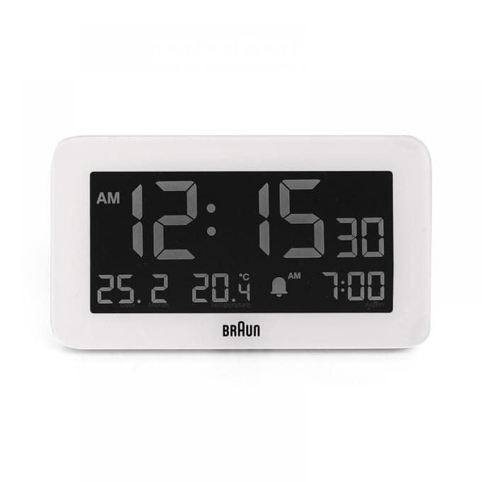 Braun BC10W - Wekker - Digitaal - Alarm - LCD - Backlight - Snooze - 12/24U - Datumaanduiding - Temperatuuraanduiding - Wit