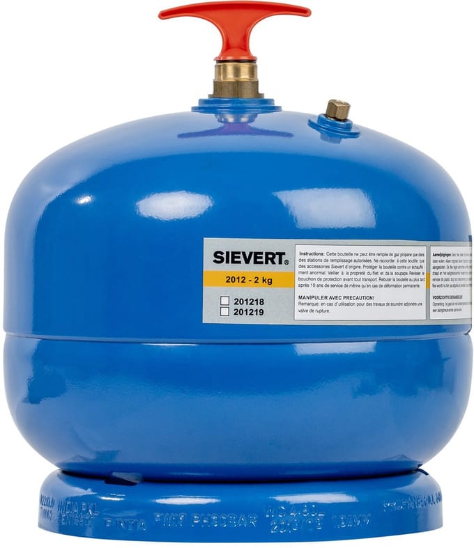 Sievert Gasfles hervulbaar 2kg M14 (gevuld) - zonder kraan