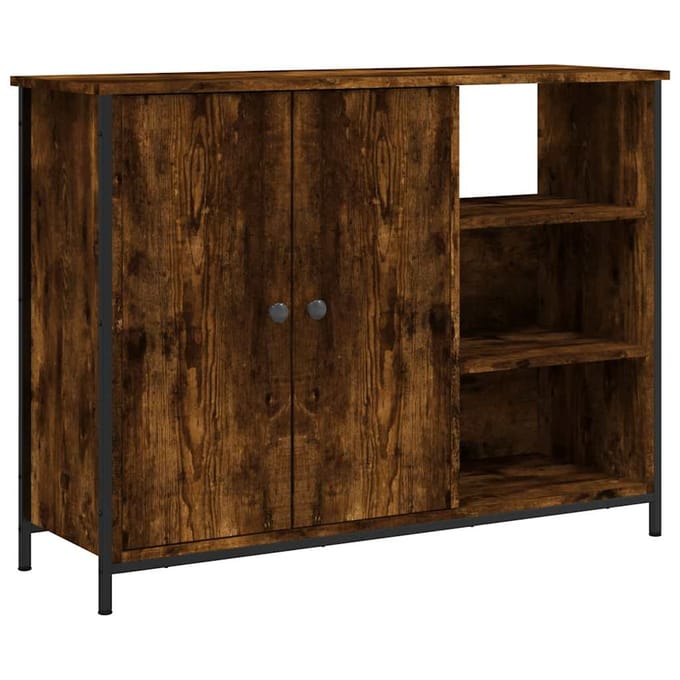 vidaXL - Dressoir - 100x33x75 - cm - bewerkt - hout - gerookt - eikenkleurig