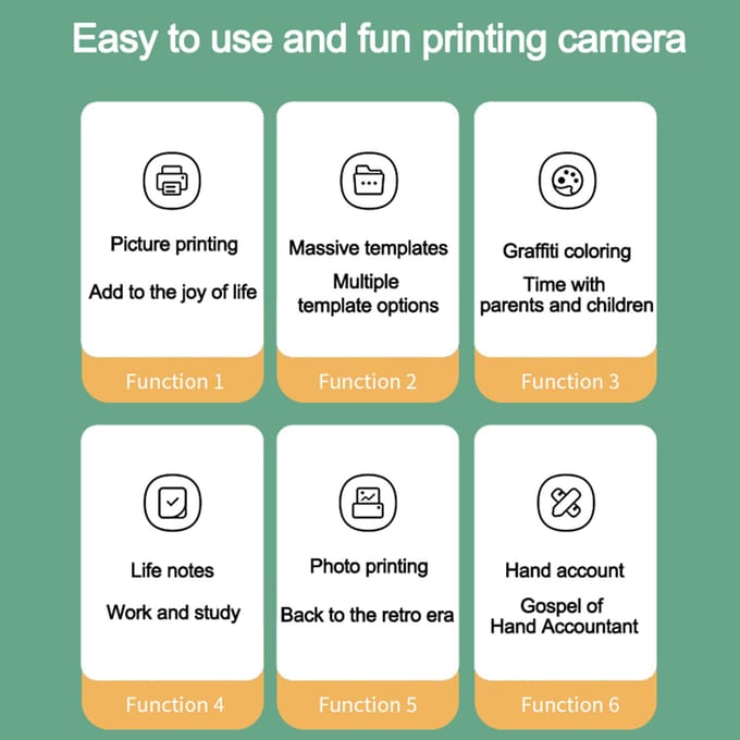 Mini Pocket Printer Camera Instant Print Draagbare thermische printmachine Draadloze BT-verbinding blauw