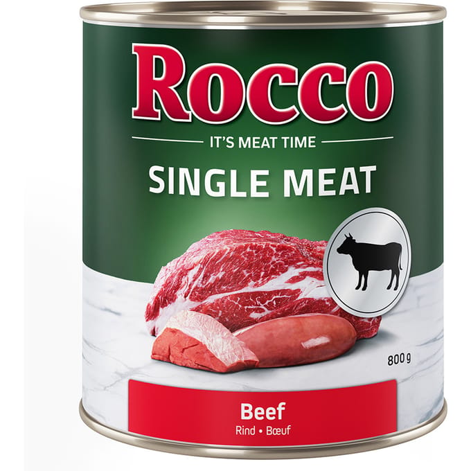 Rocco Single Meat 6 x 800 g Hondenvoer - Rund