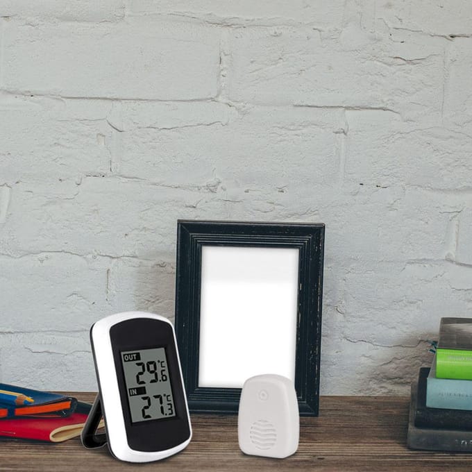 LCD Digitale Draadloze Binnen- en Buitenthermometer Temperatuurmeting Omgevingsweertester gray
