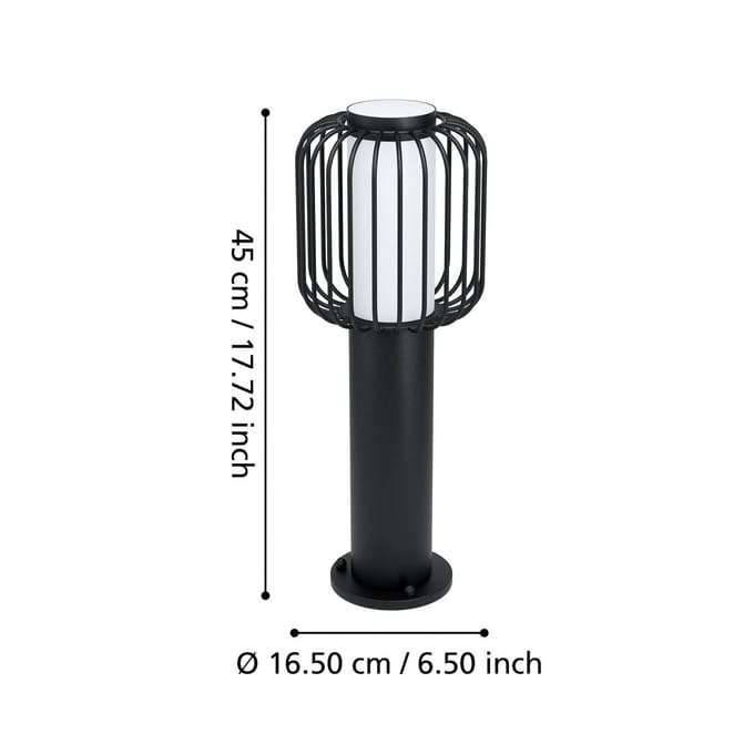 EGLO Ravello Sokkellamp - Staamde lamp - Buiten - E27 - 45 cm - Zwart