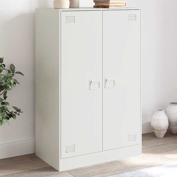 vidaXL - Dressoir - 67x39x107 - cm - staal - wit